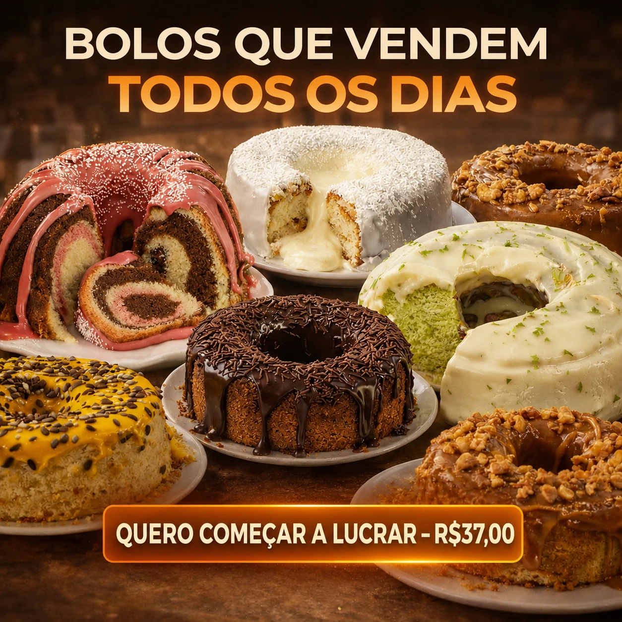 Bolos que vendem todos os dias — 24 receitas por R$ 37